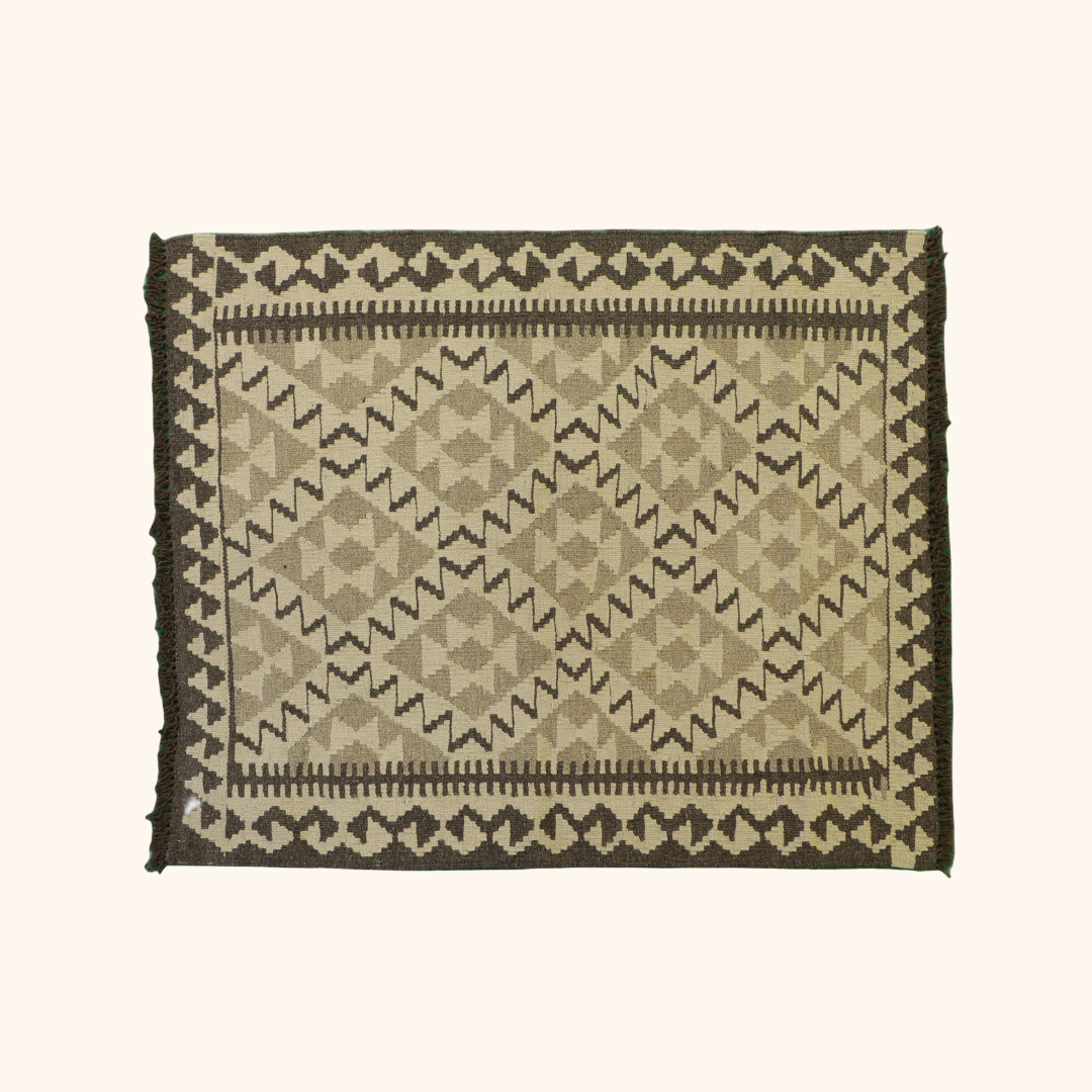 Tapis kilim MAIMANA, laine noué main, 83cm x 115cm