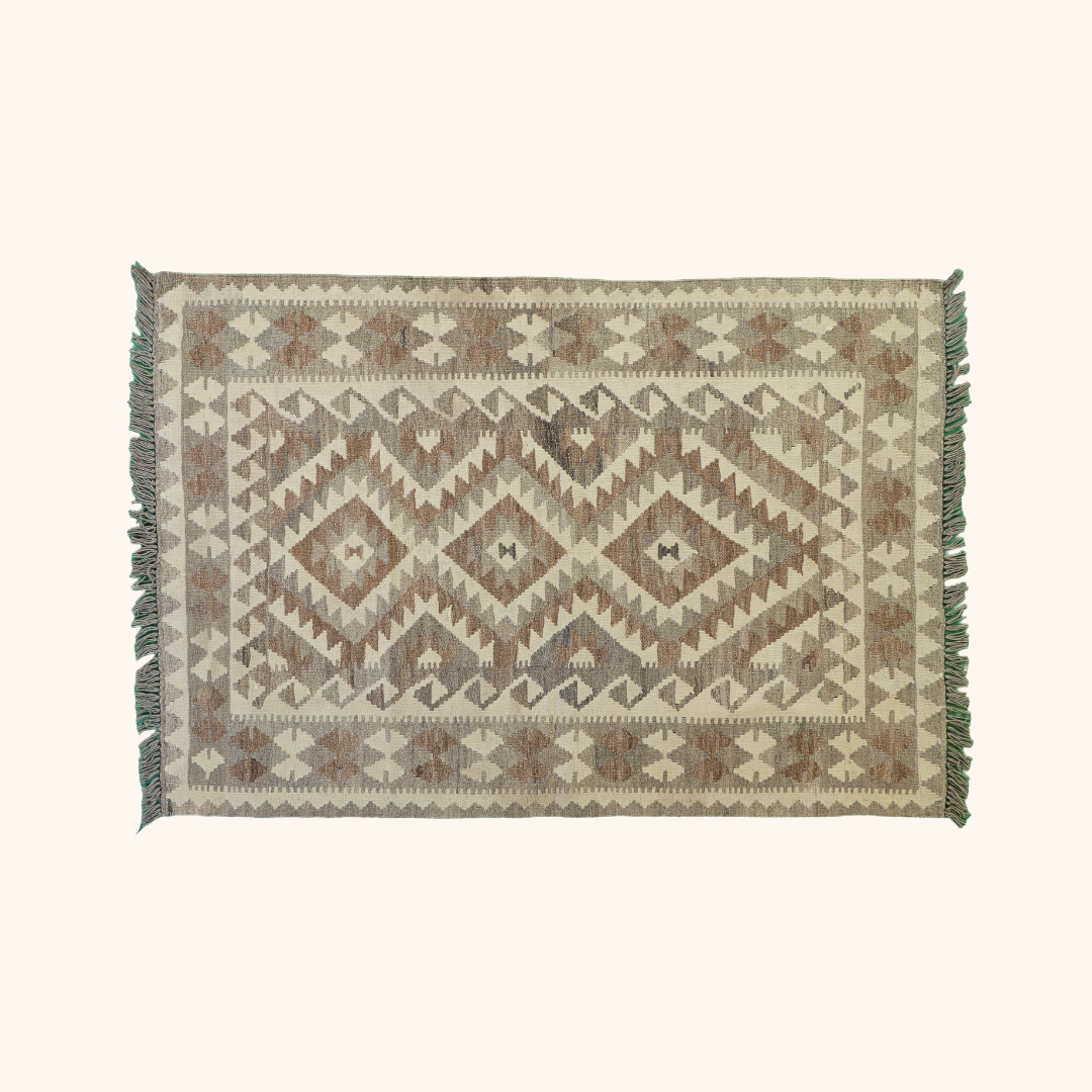 Tapis kilim MAIMANA, laine noué main, 104cm x 152cm
