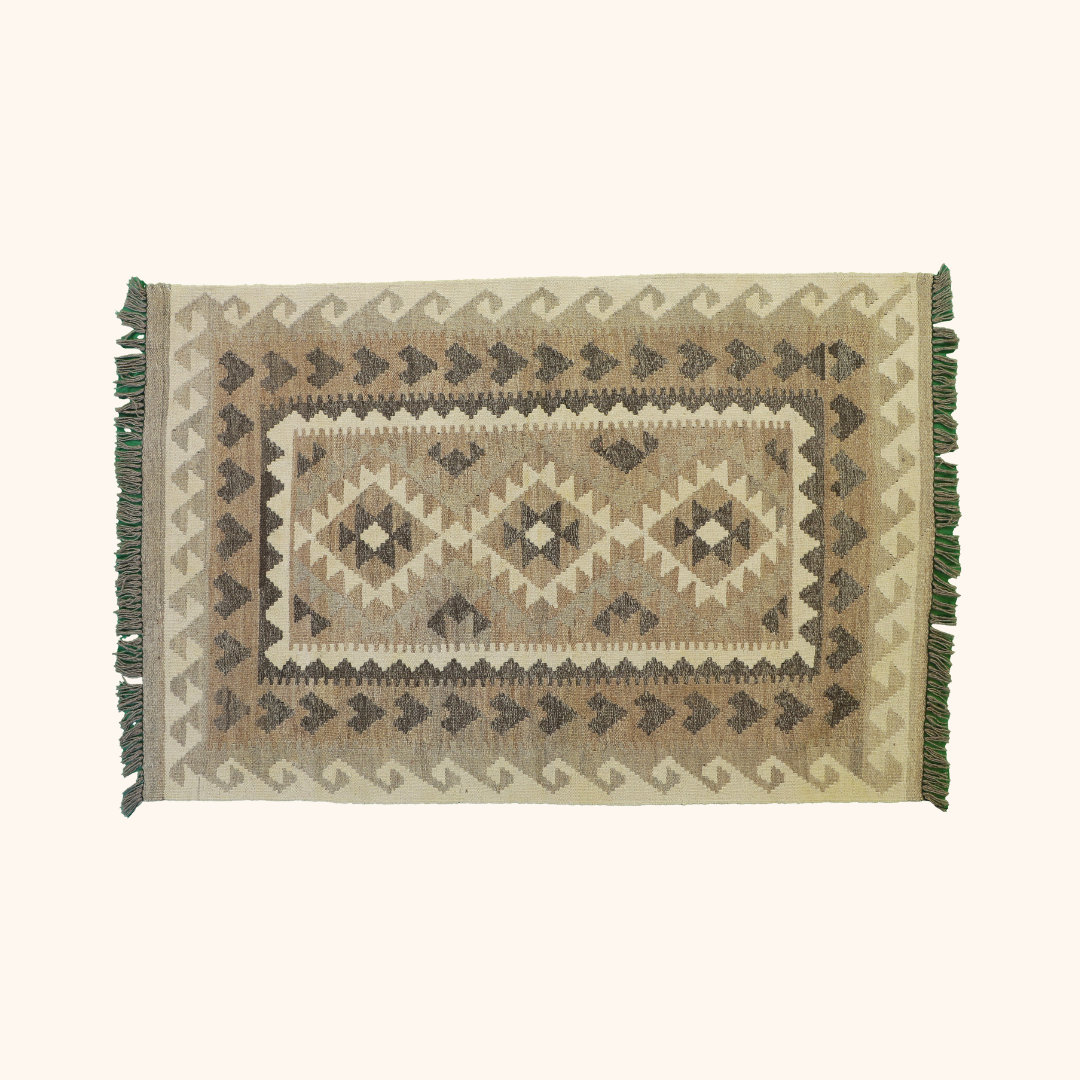 Tapis kilim MAIMANA, laine noué main, 100cm x 151cm