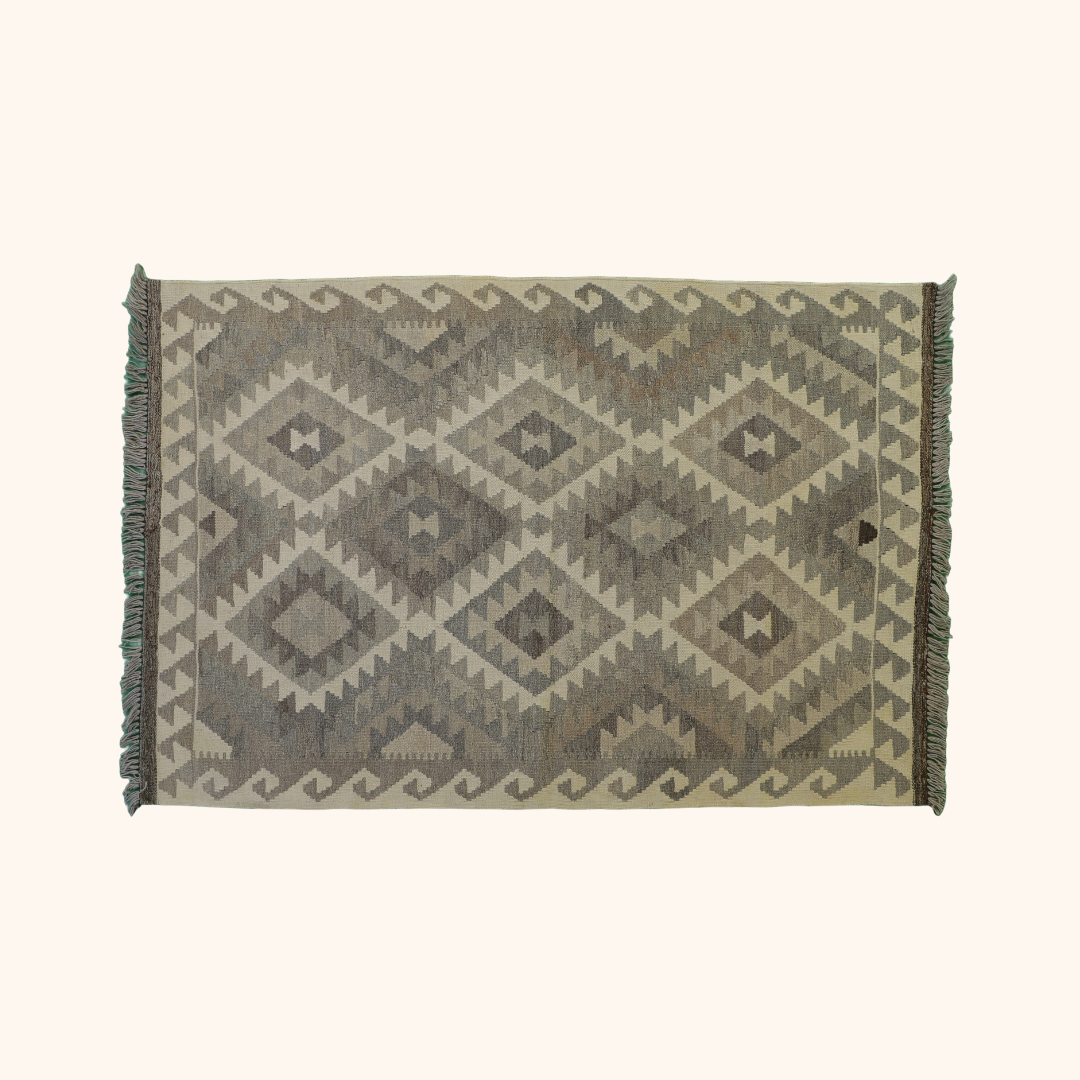 Tapis kilim MAIMANA, laine noué main, 107cm x 158cm