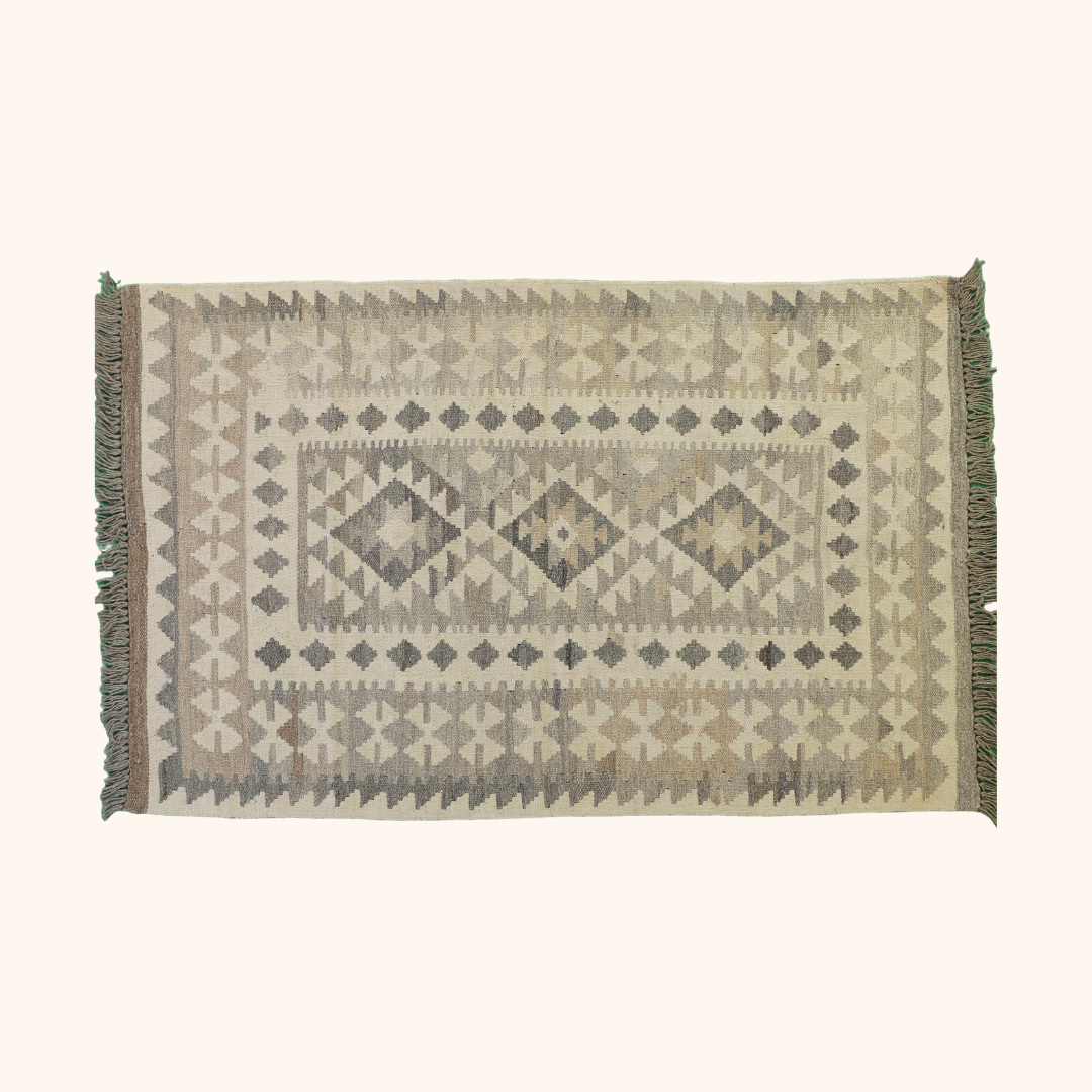 Tapis kilim MAIMANA, laine noué main, 93cm x 148cm