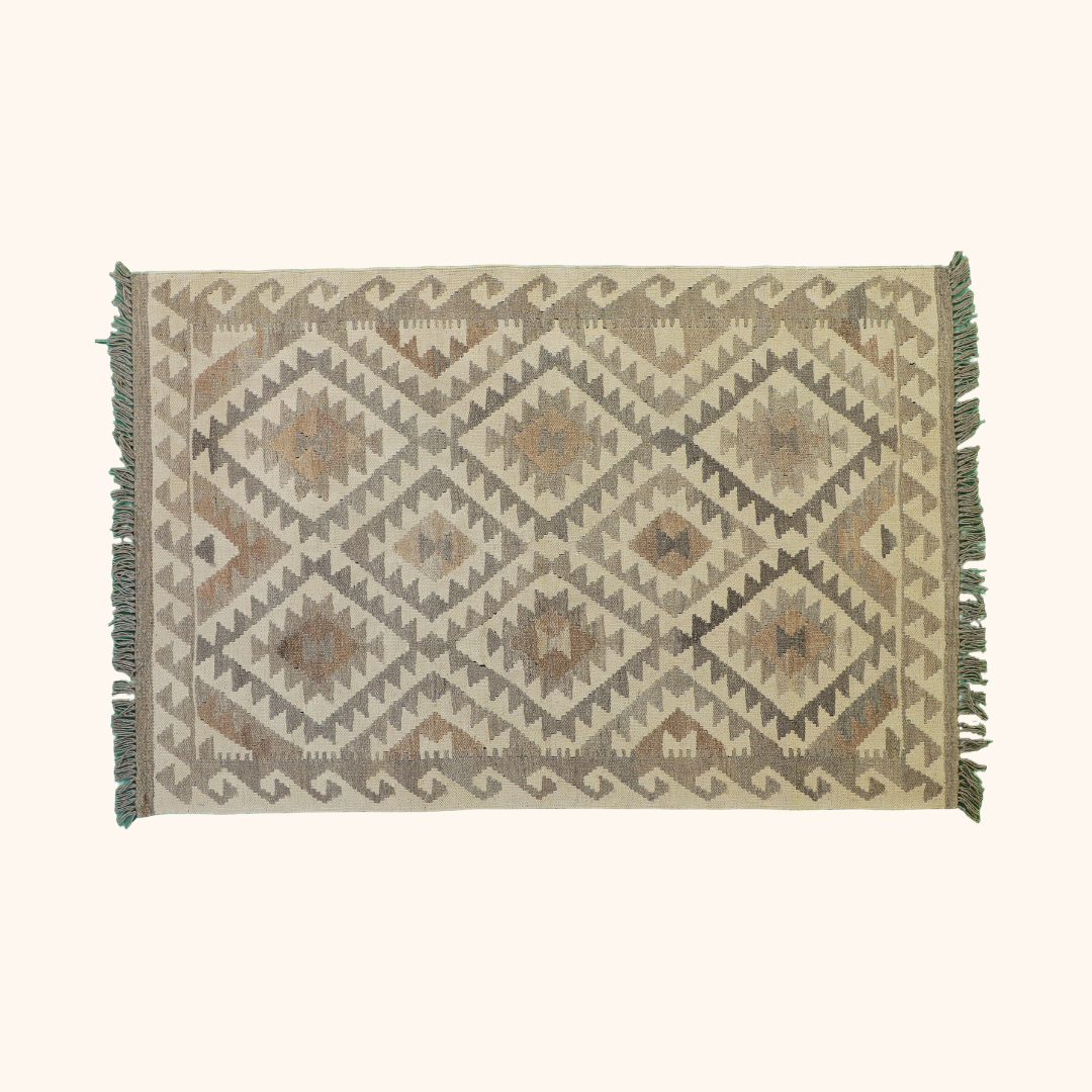 Tapis kilim MAIMANA, laine noué main, 102cm x 155cm