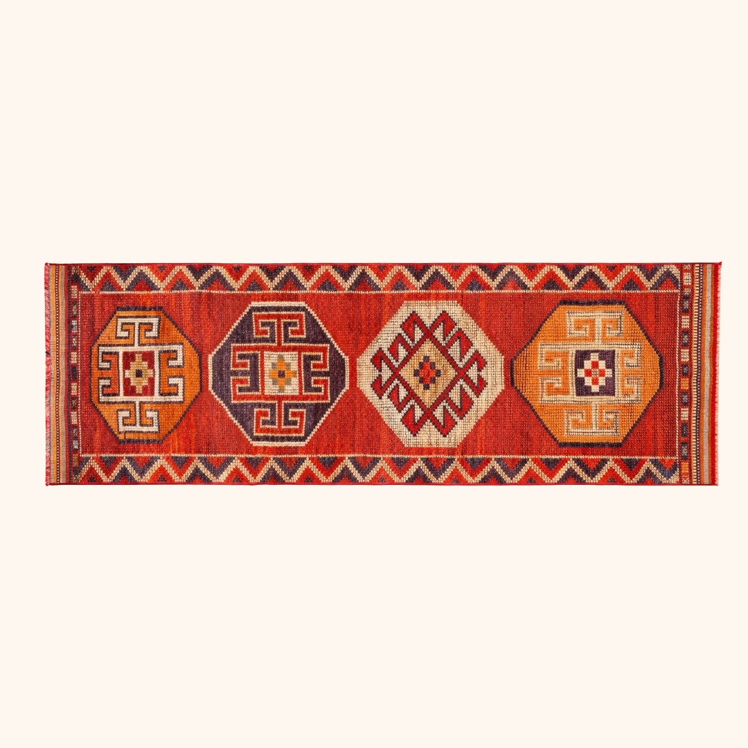 Tapis herki, noué à la main 305 x 89 cm