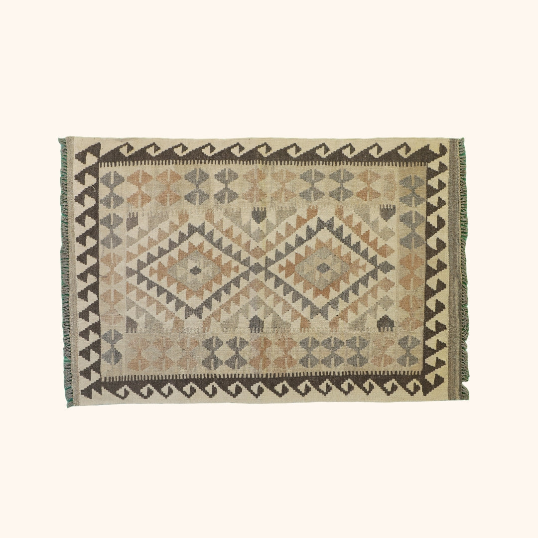 Tapis kilim MAIMANA, laine noué main, 102cm x 153cm