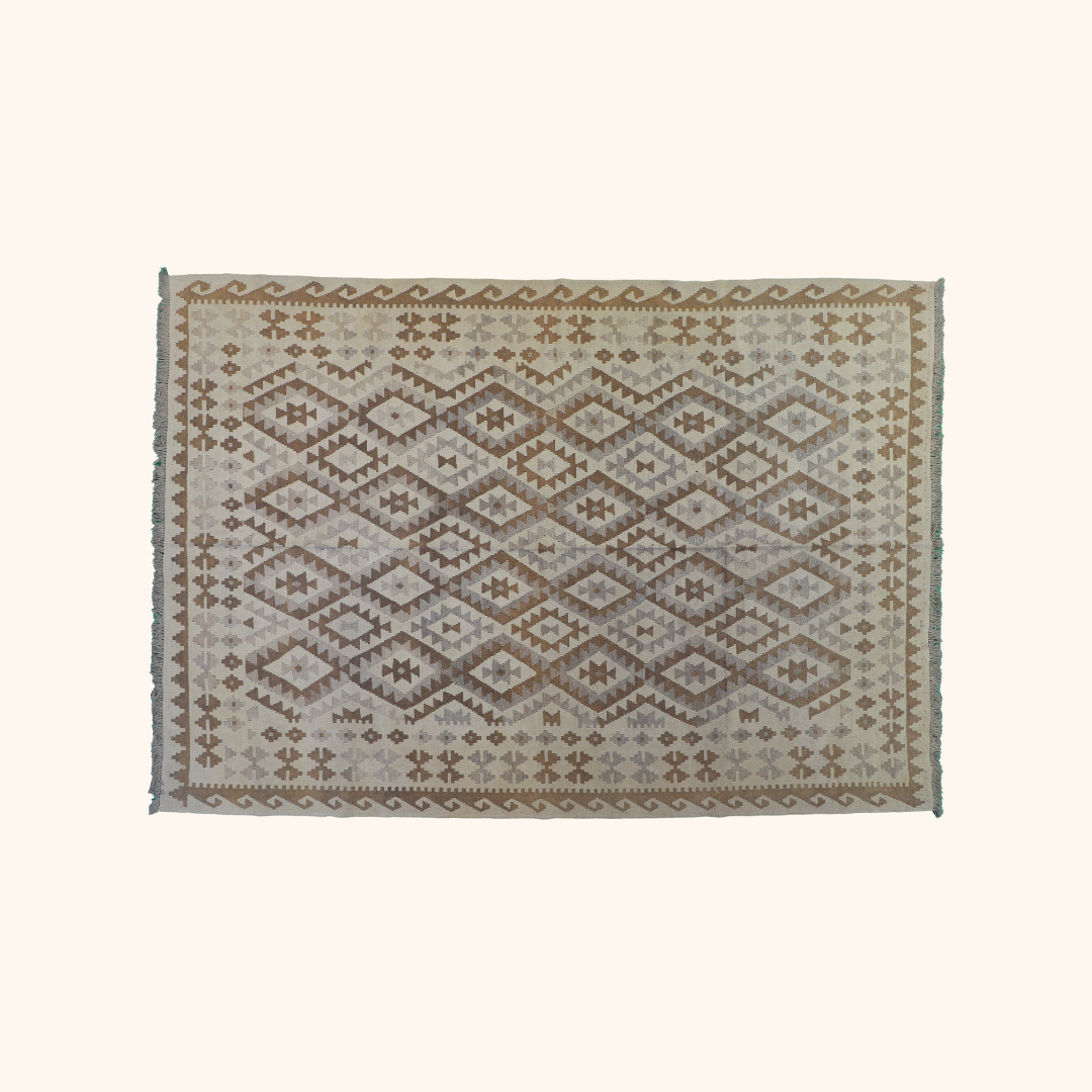 Tapis kilim MAIMANA, laine noué main, 202cm x 287cm