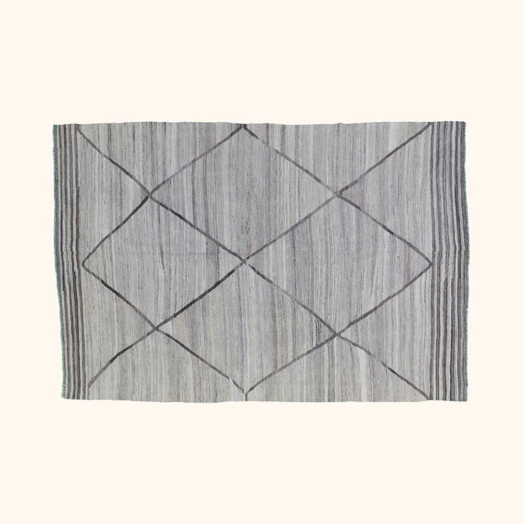Tapis kilim naturel, laine noué main, 163cm x 242cm