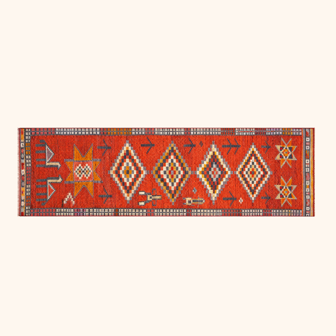 Tapis herki, noué à la main 309 x 85 cm