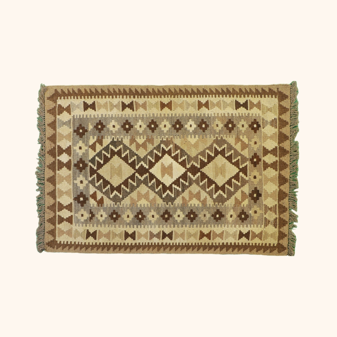 Tapis kilim MAIMANA, laine noué main, 82cm x 120cm