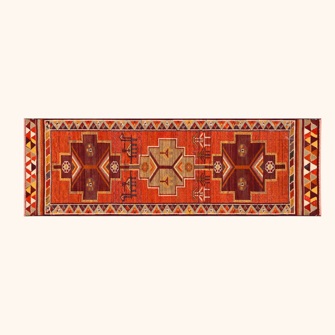 Tapis herki, noué à la main 305 x 82 cm