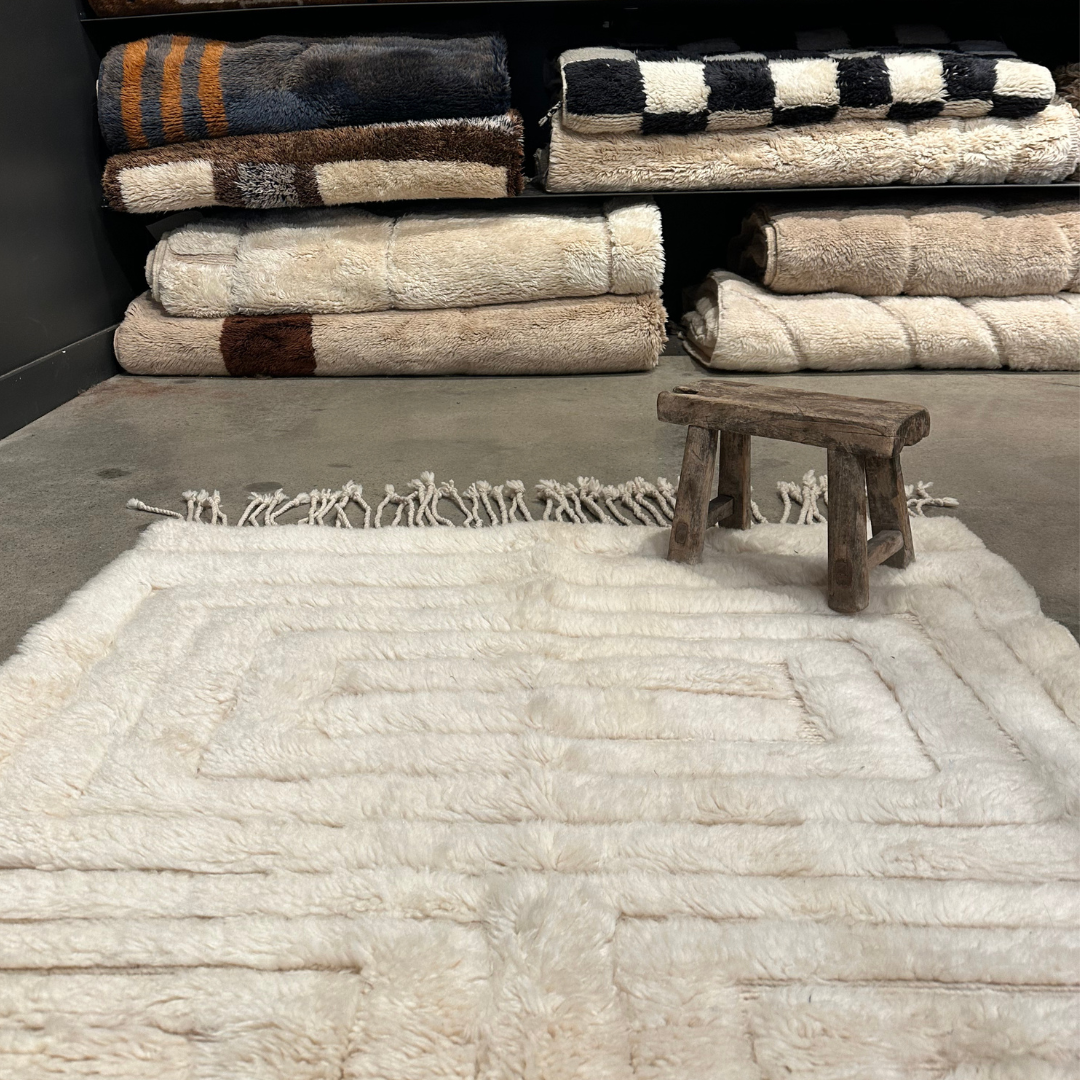 Tapis berbere contemporain, MRIRT, 100% laine noué main 120 x 190 cm