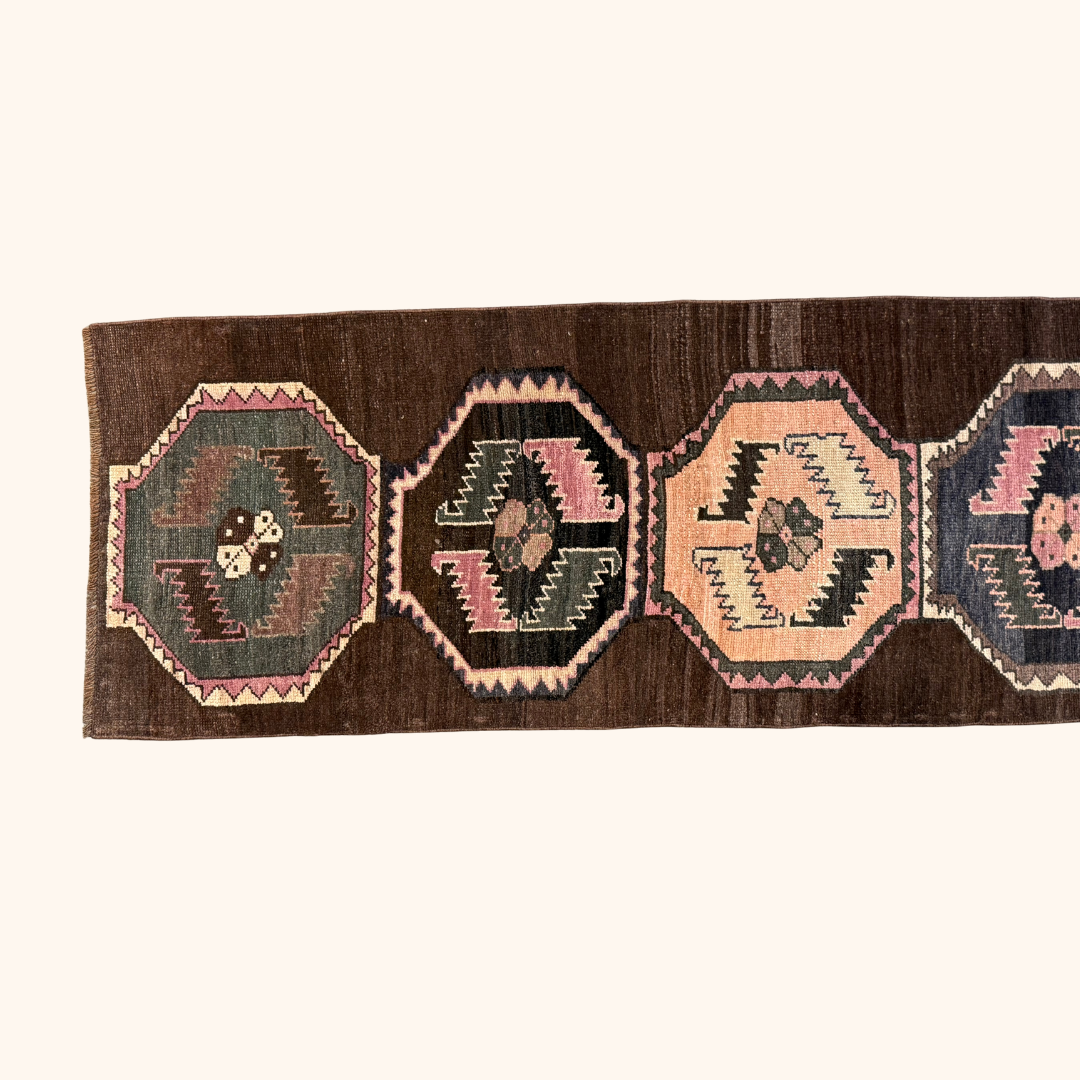 Tapis VINTAGE ancien, 100% laine noué main, 68cm x 315cm