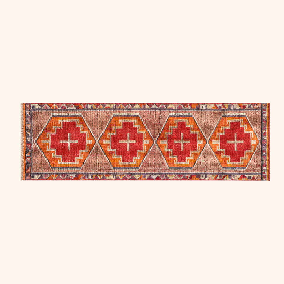 Tapis herki, noué à la main 334 x 94 cm