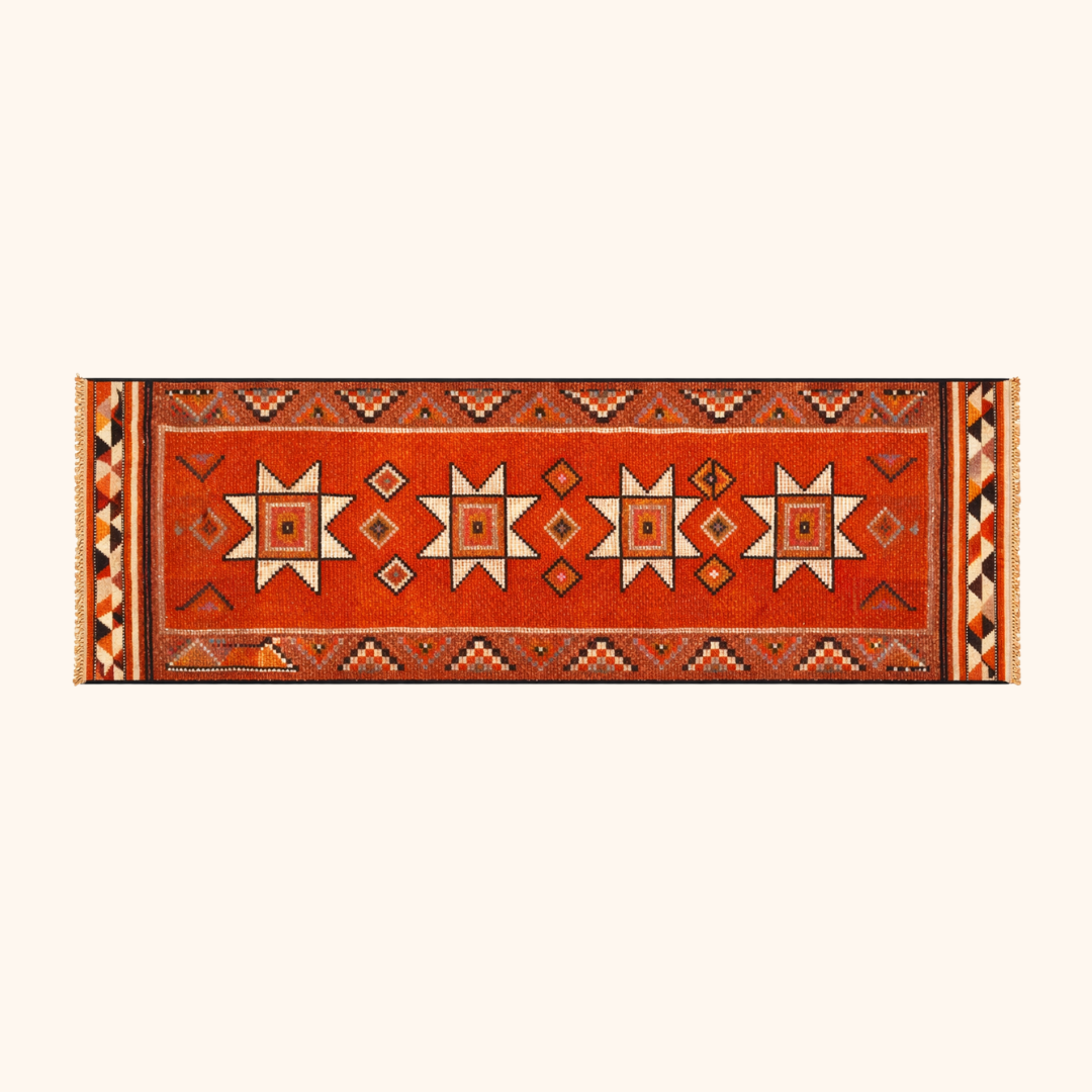 Tapis herki, noué à la main 284 x 80 cm