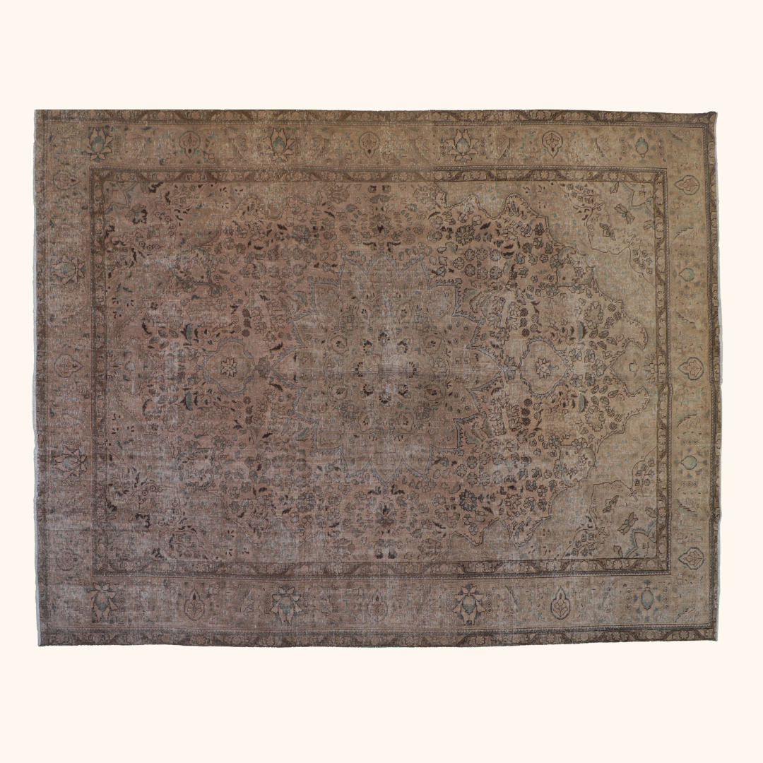 Tapis vintage ancien taban, laine sur trame coton, 290cm x 371cm