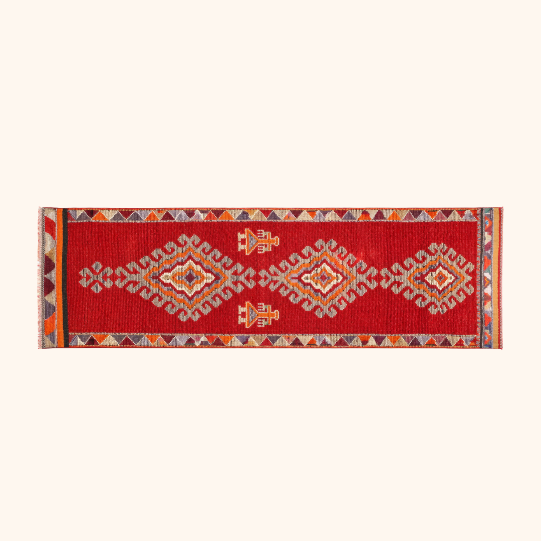 Tapis herki, noué à la main 294 x 92 cm