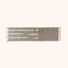 Black and white Afghan rug 100% yak wool - 80cm x 301cm