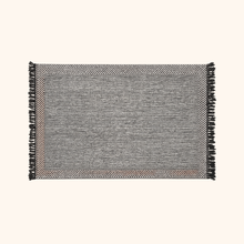 Afghan Line and Checkerboard Black and White 100% Wool Rug - 310cm x 397cm