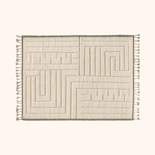 Natural Beige Afghan Rug 100% Wool - 217cm x 310cm
