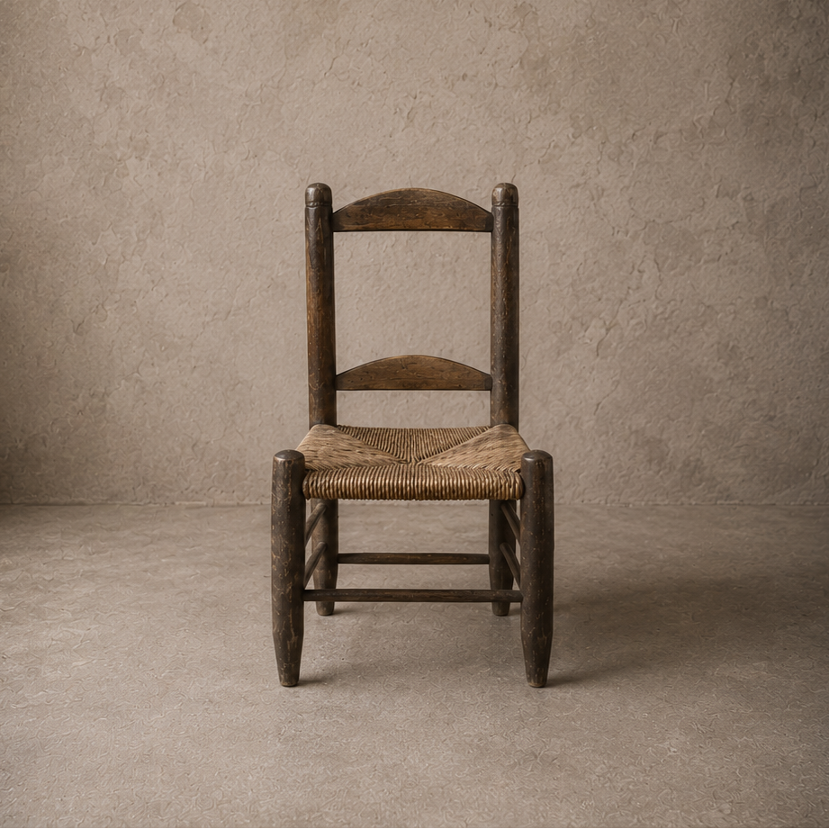 Petite chaise assise paillée - Pièce unique