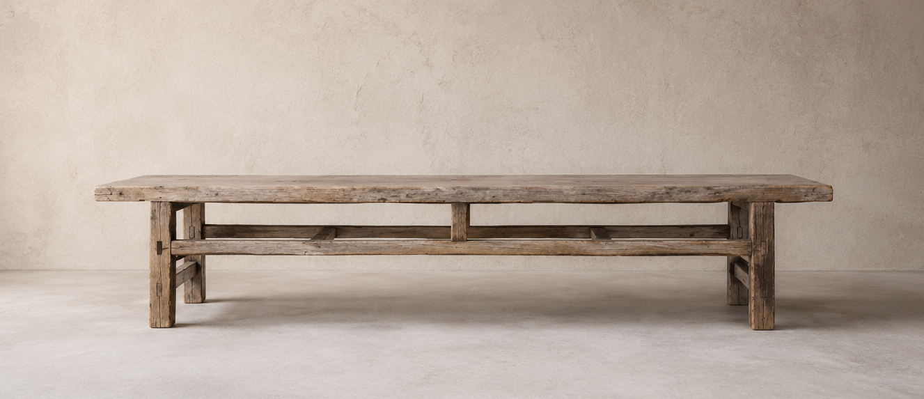 Elm and poplar coffee table - Unique piece