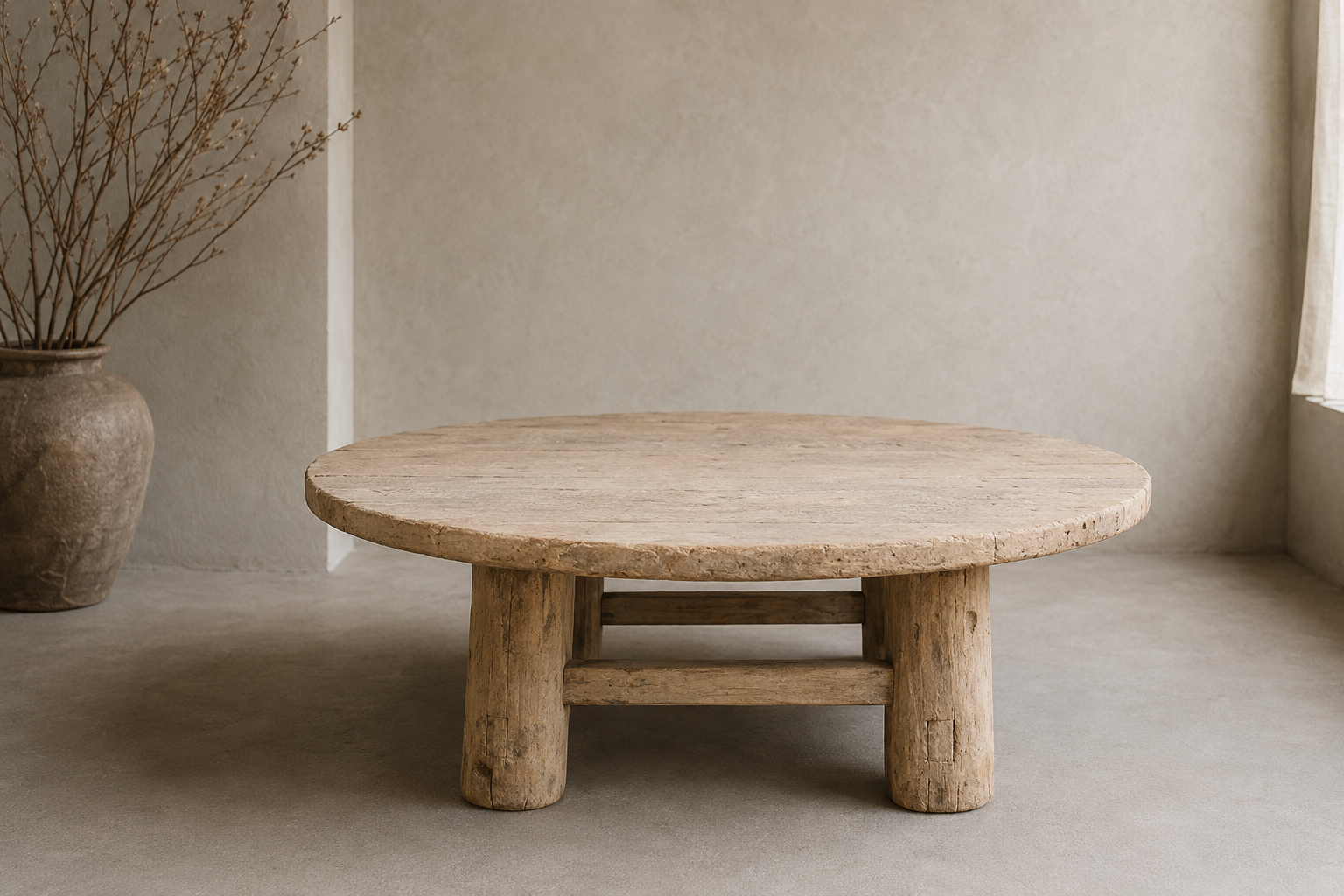 Tofu-style round coffee table - Unique piece