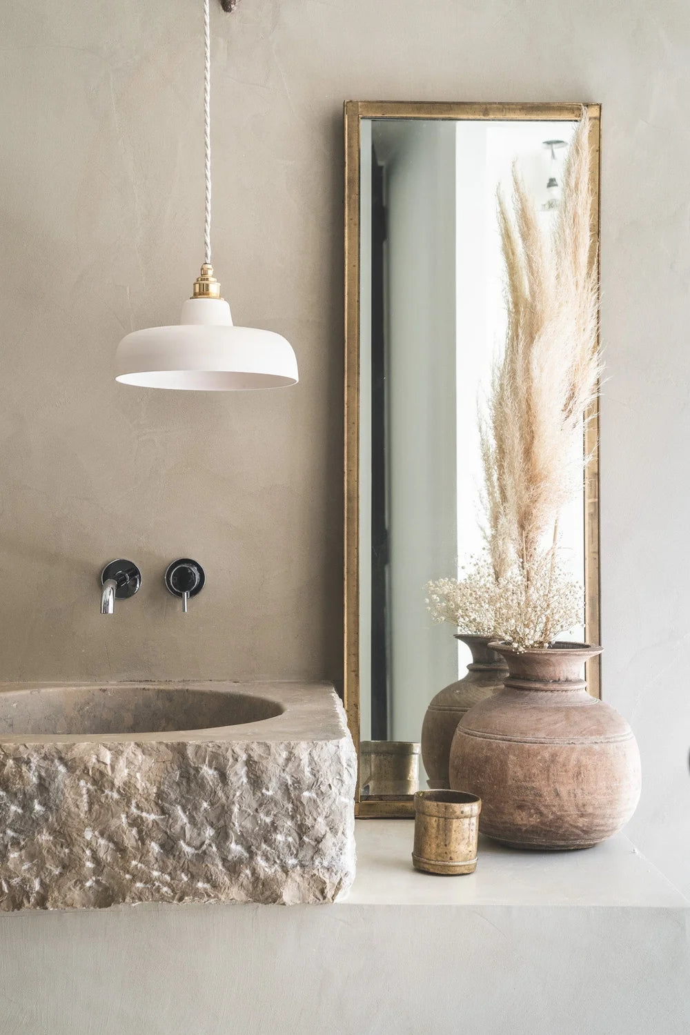 URSULE - Luminaire assiette en terre cuite blanche