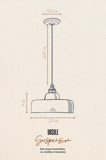 URSULE - Luminaire assiette en terre cuite blanche