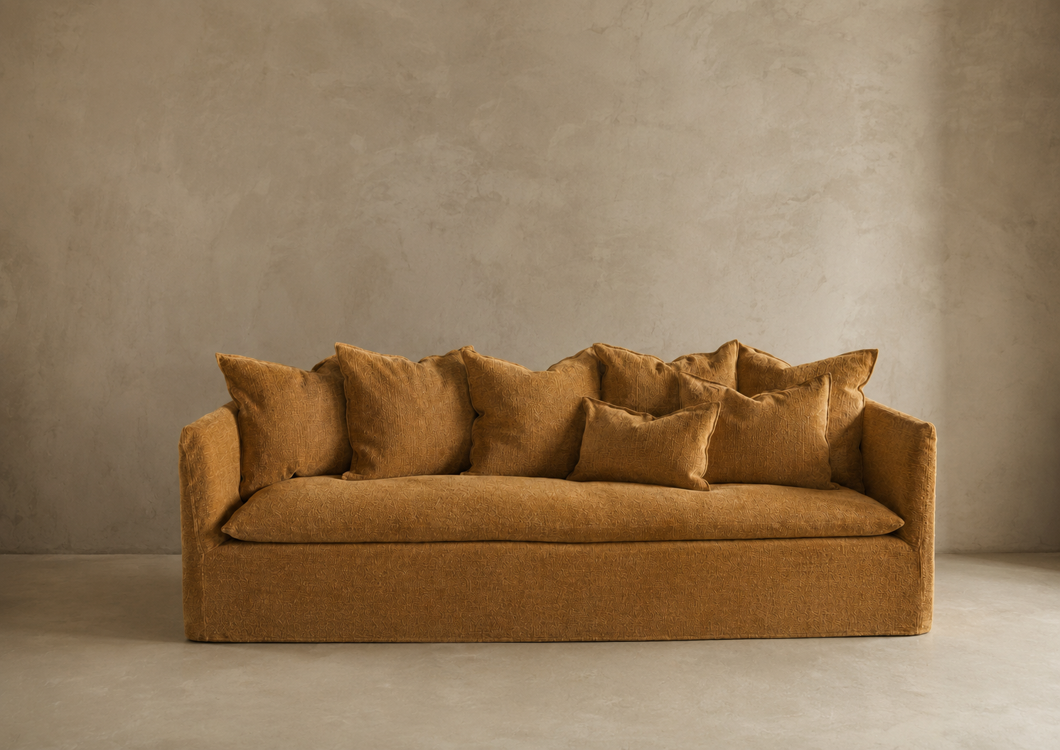 Canapé boho - Toile Tuftée Upcyclée rusty (220 x 97 x 80)