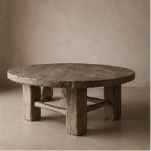 Table basse ronde style tofu - Pièce unique