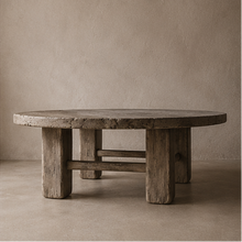 Table basse ronde style tofu - Pièce unique